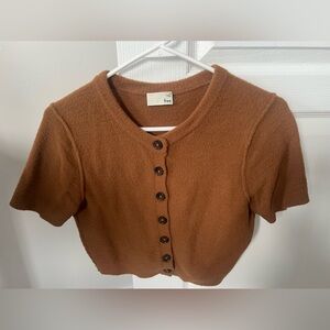 Wilfred Free Brown Cropped Cardigan Sweater Size M